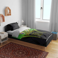 Custom Cook Islands Rugby Bedding Set Tatau Art Sport Style Black Color LT03 - Polynesian Pride