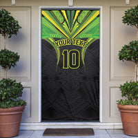 Custom Cook Islands Rugby Door Cover Tatau Art Sport Style Black Color LT03 Black - Polynesian Pride