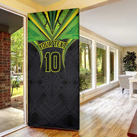Custom Cook Islands Rugby Door Cover Tatau Art Sport Style Black Color LT03 - Polynesian Pride