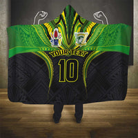 Custom Cook Islands Rugby Hooded Blanket Tatau Art Sport Style Black Color LT03 - Polynesian Pride
