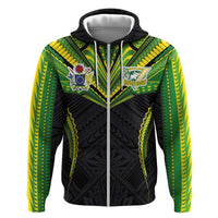 Custom Cook Islands Rugby Hoodie Tatau Art Sport Style Black Color LT03 Zip Hoodie Black - Polynesian Pride
