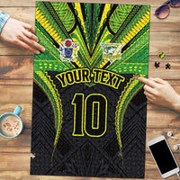 Custom Cook Islands Rugby Puzzle Tatau Art Sport Style Black Color LT03 Black - Polynesian Pride