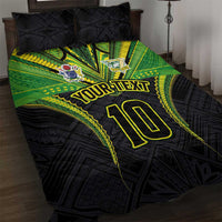 Custom Cook Islands Rugby Quilt Bed Set Tatau Art Sport Style Black Color LT03 Black - Polynesian Pride