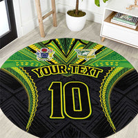 Custom Cook Islands Rugby Round Carpet Tatau Art Sport Style Black Color LT03 Black - Polynesian Pride