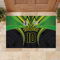 Custom Cook Islands Rugby Rubber Doormat Tatau Art Sport Style Black Color LT03 Black - Polynesian Pride