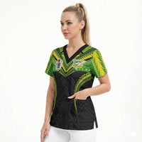 Custom Cook Islands Rugby Scrub Top Tatau Art Sport Style Black Color LT03 - Polynesian Pride