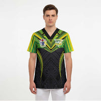 Custom Cook Islands Rugby Scrub Top Tatau Art Sport Style Black Color LT03 - Polynesian Pride