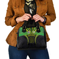 Custom Cook Islands Rugby Shoulder Handbag Tatau Art Sport Style Black Color LT03 - Polynesian Pride