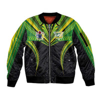 Custom Cook Islands Rugby Sleeve Zip Bomber Jacket Tatau Art Sport Style Black Color LT03 Unisex Black - Polynesian Pride