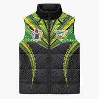 Custom Cook Islands Rugby Sleeveless Puffer Jacket Tatau Art Sport Style Black Color LT03 Unisex Black - Polynesian Pride