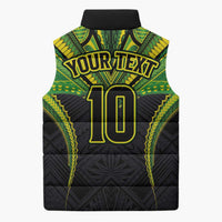 Custom Cook Islands Rugby Sleeveless Puffer Jacket Tatau Art Sport Style Black Color LT03 - Polynesian Pride