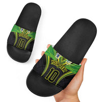 Custom Cook Islands Rugby Slide Sandals Tatau Art Sport Style Black Color LT03 - Polynesian Pride