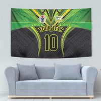 Custom Cook Islands Rugby Tapestry Tatau Art Sport Style Black Color LT03 - Polynesian Pride