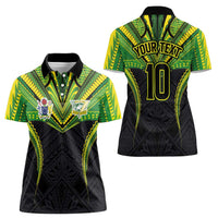 Custom Cook Islands Rugby Women Polo Shirt Tatau Art Sport Style Black Color