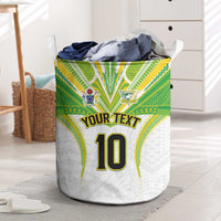 Custom Cook Islands Rugby Laundry Basket Tatau Art Sport Style White Color LT03 White - Polynesian Pride