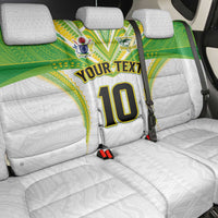 Custom Cook Islands Rugby Back Car Seat Cover Tatau Art Sport Style White Color LT03 - Polynesian Pride