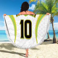 Custom Cook Islands Rugby Beach Blanket Tatau Art Sport Style White Color LT03 - Polynesian Pride