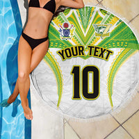 Custom Cook Islands Rugby Beach Blanket Tatau Art Sport Style White Color LT03 - Polynesian Pride