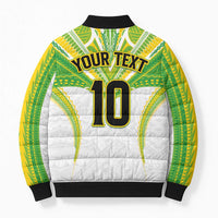Custom Cook Islands Rugby Bomber Puffer Jacket Tatau Art Sport Style White Color LT03 - Polynesian Pride