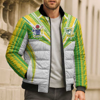 Custom Cook Islands Rugby Bomber Puffer Jacket Tatau Art Sport Style White Color LT03 - Polynesian Pride