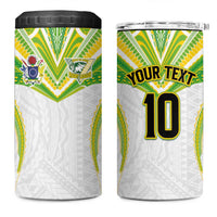 Custom Cook Islands Rugby 4 in 1 Can Cooler Tumbler Tatau Art Sport Style White Color