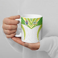 Custom Cook Islands Rugby Ceramic Mug Tatau Art Sport Style White Color LT03 - Polynesian Pride