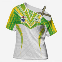 Custom Cook Islands Rugby Cross Shoulder Shirt Tatau Art Sport Style White Color LT03 Female White - Polynesian Pride