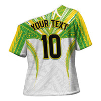 Custom Cook Islands Rugby Cross Shoulder Shirt Tatau Art Sport Style White Color LT03 - Polynesian Pride