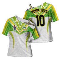 Custom Cook Islands Rugby Cross Shoulder Shirt Tatau Art Sport Style White Color LT03 - Polynesian Pride