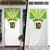 Custom Cook Islands Rugby Door Cover Tatau Art Sport Style White Color LT03 - Polynesian Pride