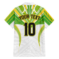 Custom Cook Islands Rugby Family Matching Off The Shoulder Long Sleeve Dress and Hawaiian Shirt Tatau Art Sport Style White Color