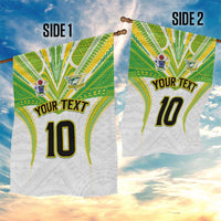 Custom Cook Islands Rugby Garden Flag Tatau Art Sport Style White Color LT03 - Polynesian Pride