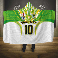 Custom Cook Islands Rugby Hooded Blanket Tatau Art Sport Style White Color LT03 - Polynesian Pride