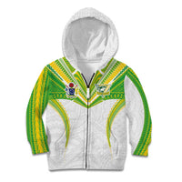 Custom Cook Islands Rugby Kid Hoodie Tatau Art Sport Style White Color