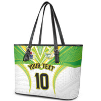 Custom Cook Islands Rugby Leather Tote Bag Tatau Art Sport Style White Color LT03 - Polynesian Pride