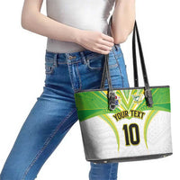 Custom Cook Islands Rugby Leather Tote Bag Tatau Art Sport Style White Color LT03 - Polynesian Pride