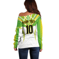 Custom Cook Islands Rugby Off Shoulder Sweater Tatau Art Sport Style White Color LT03 - Polynesian Pride
