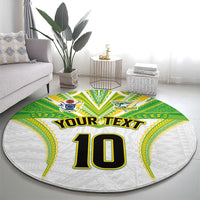 Custom Cook Islands Rugby Round Carpet Tatau Art Sport Style White Color LT03 - Polynesian Pride