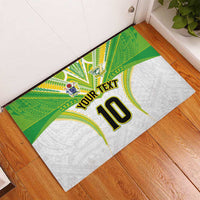Custom Cook Islands Rugby Rubber Doormat Tatau Art Sport Style White Color LT03 - Polynesian Pride