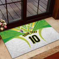 Custom Cook Islands Rugby Rubber Doormat Tatau Art Sport Style White Color LT03 - Polynesian Pride