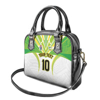 Custom Cook Islands Rugby Shoulder Handbag Tatau Art Sport Style White Color LT03 - Polynesian Pride