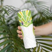 Custom Cook Islands Rugby Skinny Tumbler Tatau Art Sport Style White Color