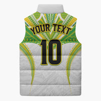Custom Cook Islands Rugby Sleeveless Puffer Jacket Tatau Art Sport Style White Color LT03 - Polynesian Pride