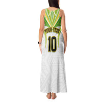 Custom Cook Islands Rugby Tank Maxi Dress Tatau Art Sport Style White Color LT03 - Polynesian Pride