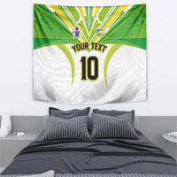 Custom Cook Islands Rugby Tapestry Tatau Art Sport Style White Color LT03 - Polynesian Pride