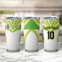Custom Cook Islands Rugby Tumbler Cup Tatau Art Sport Style White Color LT03 - Polynesian Pride