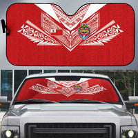 Tonga Rugby Auto Sun Shade Ngatu Motifs and Pacific Patterns LT03 Red - Polynesian Pride