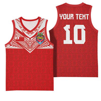 Custom Tonga Rugby Basketball Jersey Ngatu Motifs and Pacific Patterns LT03 - Polynesian Pride