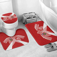 Tonga Rugby Bathroom Set Ngatu Motifs and Pacific Patterns LT03 Mat Set Only (3 pcs) One Size Red - Polynesian Pride