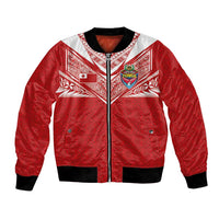 Custom Tonga Rugby Bomber Jacket Ngatu Motifs and Pacific Patterns LT03 Unisex Red - Polynesian Pride